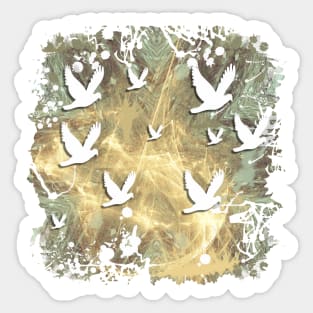 Birds on beige messy kaleidoscope Sticker